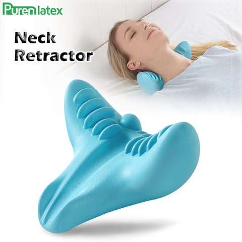 PurenLatex New Design Neck Retractor Pillow Memory Foam Orthopedic Pillow Gravity Stretch Cervical Vertebra Massage Spots Pillow ► Photo 1/6
