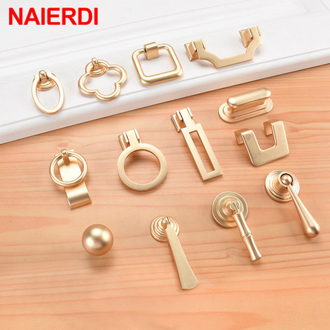 NAIERDI Vintage Gold Cabinet Pulls Zinc Alloy European Furniture Handle Kitchen Cupboard Handle Drawer Knobs Hardware ► Photo 1/6