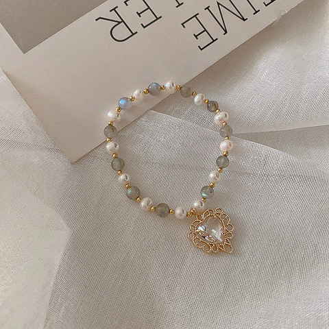 Heart/Flower Natural Freshwater Pearls Cubic Zircon Crystal Bracelets for Women Girls Bracelet on Hand Female Jewelry YBR184 ► Photo 1/6