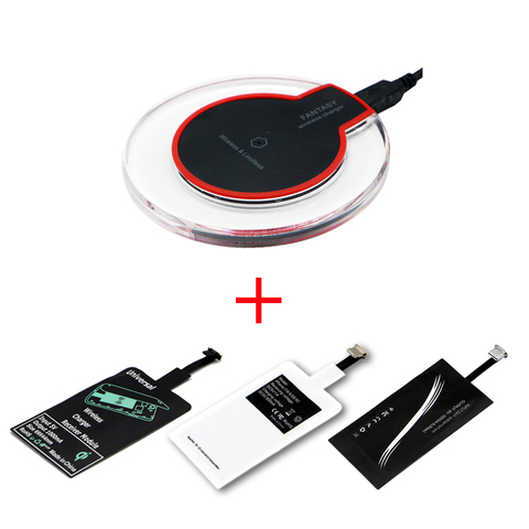 Qi Wireless Chargeing Transmitter+ Qi Receiver For Apple iPhone 4 5 5S SE 6 6S Wireless Charger Pad Kit For iPhone 7 7 Plus 8 ► Photo 1/6