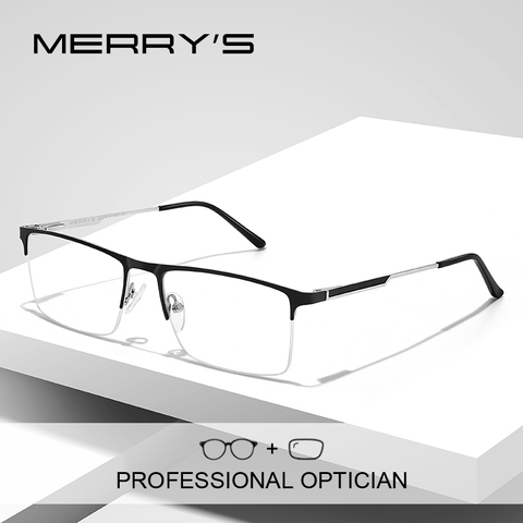 MERRYS DESIGN Men Prescription Glasses Ultralight Square Myopia Prescription Eyeglasses Male Half Optical Glasses S2008PG ► Photo 1/6