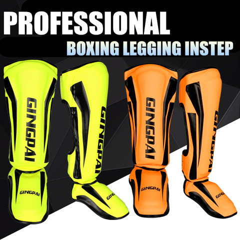 Youth/Adult MMA Boxing Shin Guards Kickboxing Ankle Support Equipment Karate Protectors Foot Shank Sanda Muay Thai Leggings DEO ► Photo 1/6