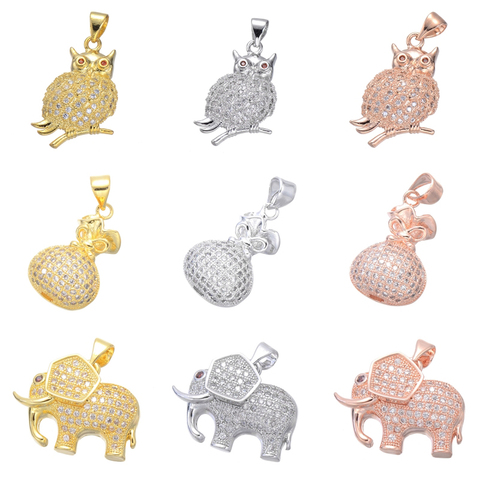 Juya Micro Pave Zircon Gold/Silver Color Wallet Elephant Owl Animal Charms For Women Kids Fashion Bracelet Necklace Making ► Photo 1/6