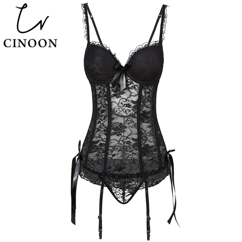 CINOON New Sexy Hollow Corset Women Underwear Lace Up Body Bustier Overbust Mesh Breathable Corsets Women's Lingerie ► Photo 1/6
