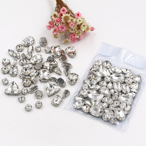 Mixed Shapes Glass Rhinestones Sew on Crystal Gems Flatback for