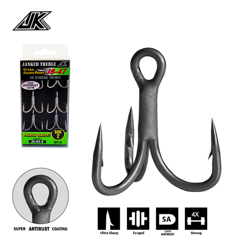 JK JS-47 Boat Fishing Super Antirust Triple Hook Gray Color 4X Strong Triple Fishing Hooks High Quality Fishhook #8~5/0 Tee Hook ► Photo 1/5