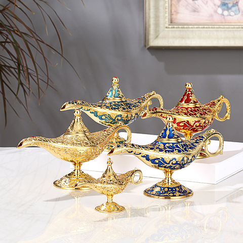 Aladdin Home Decor Incense Burners Antique Style Fairy Tale Magic Lamps Tea Pot Genie Lamp Vintage Retro Toys For Children Gifts ► Photo 1/6
