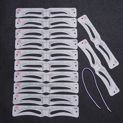 12pcs silicone eyebrow stencils makeup eyebrow drawing guide card template DIY tools accessories ► Photo 1/4