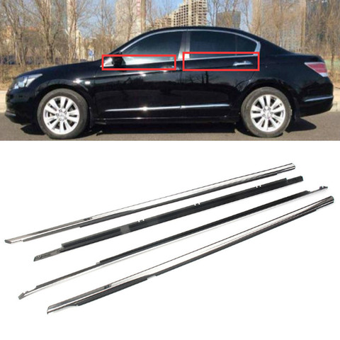 4Pcs/set Car Window Door Belt Weatherstrip Seal Trims Chrome Outside Deflector Rain Deflector For Honda Accord 2008-2012 Styling ► Photo 1/5