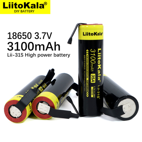 1-10PCS New LiitoKala  Lii-31S 18650 Battery 3.7V Li-ion 3100mA 35A Power battery For high drain devices+DIY nickel ► Photo 1/4