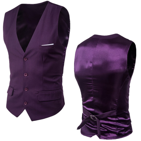 Purple Suit Vest Men 2022 Spring New Slim Fit Sleeveless Vest Waistcoat Mens Formal Business Wedding Dress Vests Chaleco Hombre ► Photo 1/6