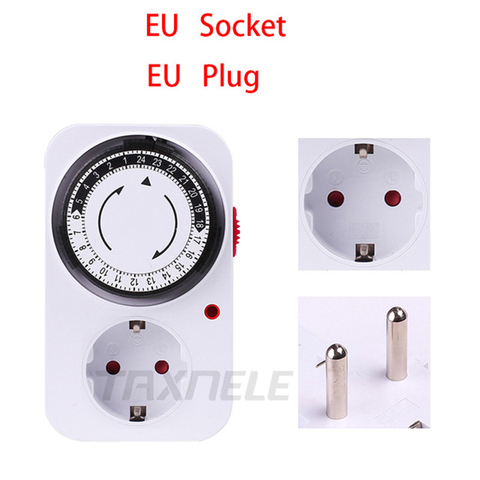 24 Hour Programmable Timer Switch Universal Socket Mechanical Timer 220V 16A Europe Plug EU plug EU socket ► Photo 1/6