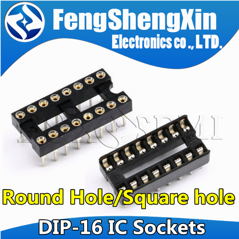 10pcs DIP-16 Round Hole Square hole 16 Pins 2.54MM DIP DIP16 IC Sockets Adaptor Solder Type IC Connector ► Photo 1/4