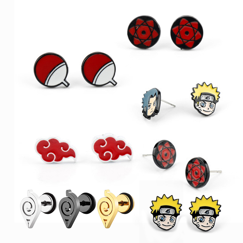 Anime Magna Cartoon Naruto Shippuden Character Metal Enamel Stud Earrings Great Gift 