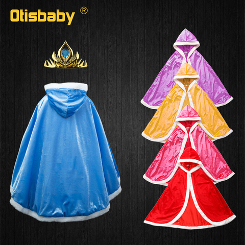 Winter 2022 Girls Elsa Cloak Girls Plus Velvet Cloak Cape Girl Princess Blue Clothes Kids Children Cartoon Hooded Shawl Clothing ► Photo 1/6
