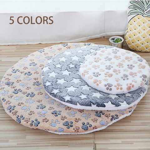Warm Soft Pet Dog Mat Coral Fleece Mats Washable Round Pet Blanket Double-sided Warm Sleeping Beds for Small Medium Dogs Cats ► Photo 1/6