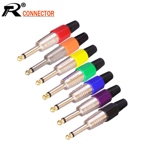 10pcs/lot 6.35mm Mono Plug Microphone Mic Cable Wire Connector Mono Sophomore Core 2 Pole 1/4 Inch Audio Mixer Plug Adapter ► Photo 1/6