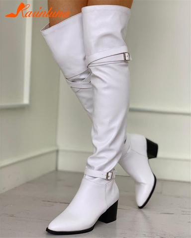 Fashion Big size 32-48 2022 High Quality Shoes Woman over the knee Boots Female square Heels shoes women long Boots Woman Shoes ► Photo 1/6