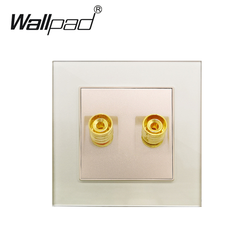 Audio Wall Socket Gold Glass Panel Wallpad 2 Pin Audio Outlet Connector 86mm * 86mm ► Photo 1/4