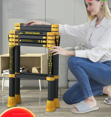 1.1M/1.4M Multi-Function Aluminum Telescopic Ladder Household Trestle Ladder Portable Five-Step Ladder Collapsible Lift Stairs ► Photo 1/5