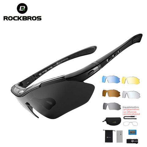 ROCKBROS Polarized Sports Men Sunglasses Road Cycling Glasses Mountain Bike Bicycle Riding Protection Goggles Eyewear 5 Lens ► Photo 1/6