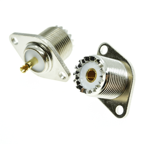 UHF PL259 SO239 Coax Connector Socket UHF Female 2 Hole Flange Panel Mount Solder Cup Brass Straight Coaxial RF Adapters ► Photo 1/6