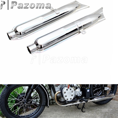 750cc Motorcycle Fishtail Exhaust Mufflers Pipes Steel Retro Ural Side Rear Silencer For BMW K750 M1 M72 R71 R12 Dnepr MT12 2Pcs ► Photo 1/6