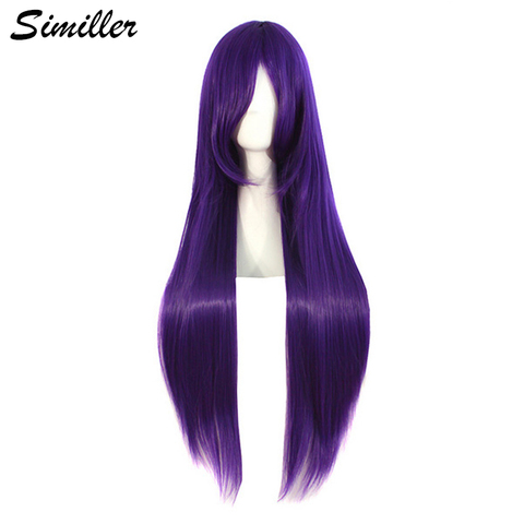 Similler 80 Cm Long Straight Cosplay Wig Black Purple Red Pink Blue Green White Gray Brown Synthetic Hair Wigs ► Photo 1/6