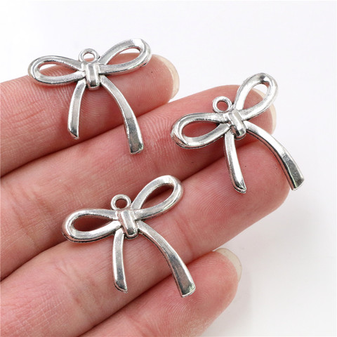 25x24mm 15pcs Antique Silver Plated Bow Tie Handmade Charms Pendant:DIY for bracelet necklace-Q2-18 ► Photo 1/2