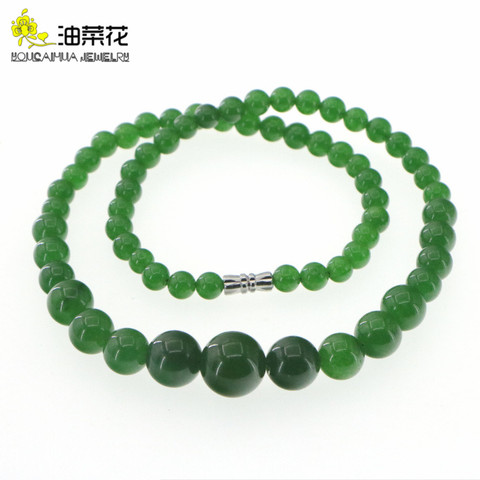 Natural Stone 6-14mm Emeralds Jaspers Round Bead Necklace Fashion Charm Jewelry Woman Girl Christmas Gift Wholesale Price 18inch ► Photo 1/6