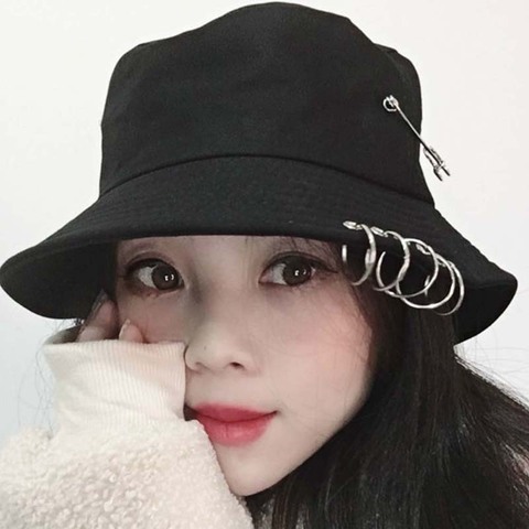 1PC Unisex Women Men Bucket Hat Pin Rings Sunhat Caps Summer Hats ► Photo 1/4