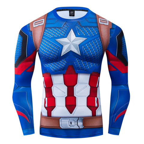 New The Endgame Superhero Captain America Cosplay Compression Premium T-shirt Finess Gym Quick-Drying Tight Tops ► Photo 1/6