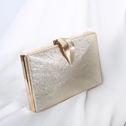Luxy Moon Women's Wedding Clutch Bag Gold Purse Ladies Handbag Party Purse For Bridal Metal Leaf Lock Shoulder Bag  ZD1524 ► Photo 1/6