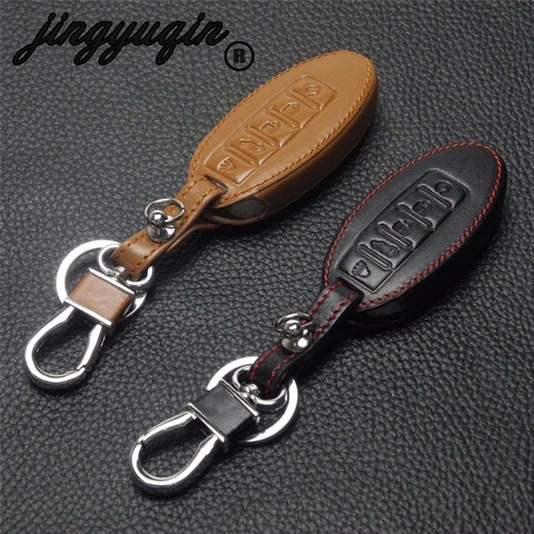 jingyuqin Leather Remote 5 Buttons Car Key Chain Case Cover For Nissan pathfinder juke x-trail Altima almera Smart Key ► Photo 1/5