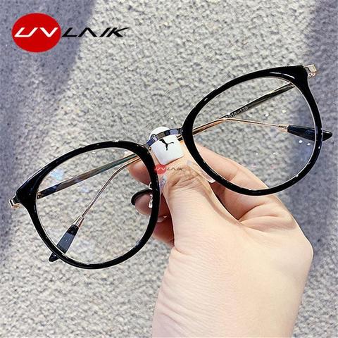 UVLAIK Oversized Round Glasses Frames Women Anti Blue Light Computer Eyewear Men Vintage Clear Optical Eyeglasses Myopia Frame ► Photo 1/6