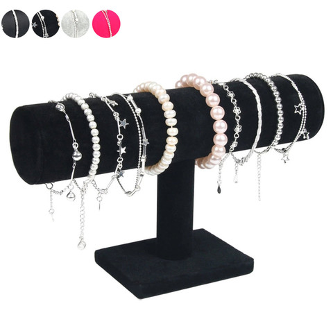 Portable Velvet/PU Leather Bracelet Bangle Necklace Display Stand Holder Watch Jewelry Organizer T-Bar Rack SEC88 ► Photo 1/6