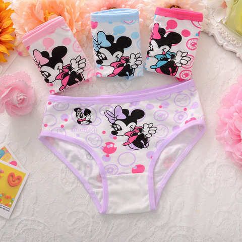 4Pcs/Lot Cotton Soft Panties Girls Lovely Baby Girls Underwear Cartoon Minnie Briefs Breathable Children Panty Kids Underpants ► Photo 1/6