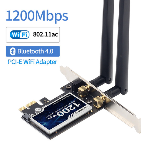 Wireless AC1200 Dual Band 1200Mbps PCI-E Wifi Adapter 802.11ac Wi-fi PCI Express Antenna Card with Bluetooth 4.0 For Desktop PC ► Photo 1/6