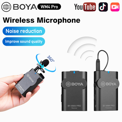 BOYA WM4 Pro K1-K6 Professional Wireless Microphone Condenser System Lavalier Lapel Interview Mic for iPhone Canon Nikon Cameras ► Photo 1/6