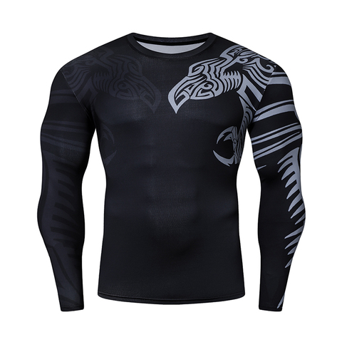 New Brand High Quality Fashion Hot Sale Men's T-Shirt With Scarf Long Sleeve 3D Printed Compression Shorts Running Gym Tops ► Photo 1/6