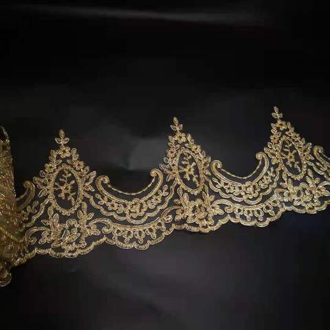 Delicate 1Yard Gold Cording Fabric Flower Venise Venice Mesh Lace Trim Applique Sewing Craft For Bride Wedding Dresses 16cm ► Photo 1/5