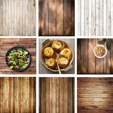 Retro Wood Board Backdrop Food Photography Background Texture Studio Video Photo Backgrounds Props Decoration 60x60cm ► Photo 1/6