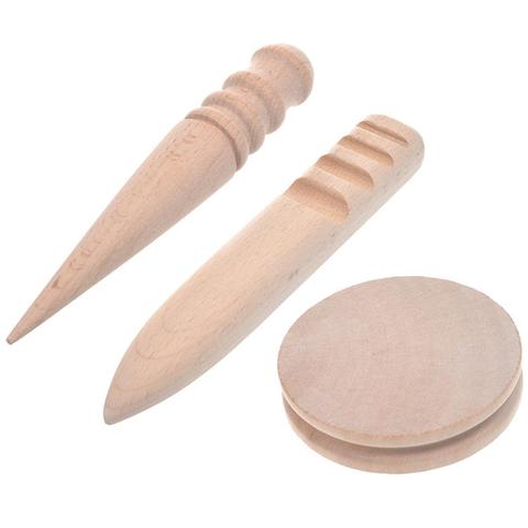 3Pcs DIY Edge Slicker Leather Craft Multi-size Solid Wood Leathercraft Edge Slicker Burnisher accessory ► Photo 1/4