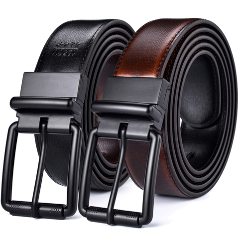 Men's Leather Reversible Belt Casual Jean Roller Buckle 34MM One Reverse for 2 Colors ► Photo 1/6