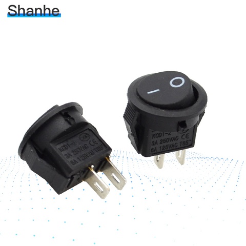 5pcs Small Round Black 2pin Rocker Switch Seesaw Power Switch 3A 250V 6A 125VAC ► Photo 1/6