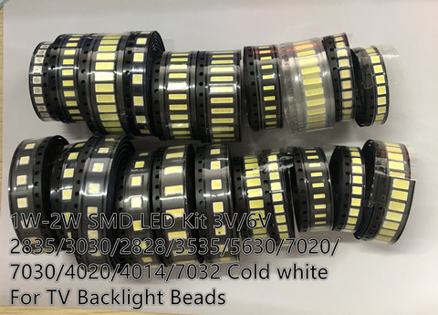 Cold White For TV Backlight Beads 2835/3030/3535/4014/5630/6030/7020/7030/3014 1W/0.5W SMD LED Kit 3V/6V 26 Values 3V Rohs ► Photo 1/4