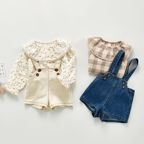 Autumn New Baby Overalls Boys Girls Denim Overalls Kids Jumpsuit Korean Fashion Children Denim Shorts ► Photo 1/6