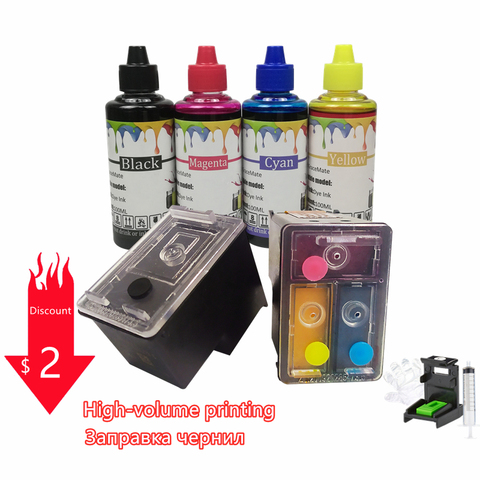 GraceMate Refillable Cartridge +400ml Refill Ink for HP Deskjet 2620 2610 2630 1110 1111 1112 2130 2132 3630 3632 Printer ► Photo 1/6