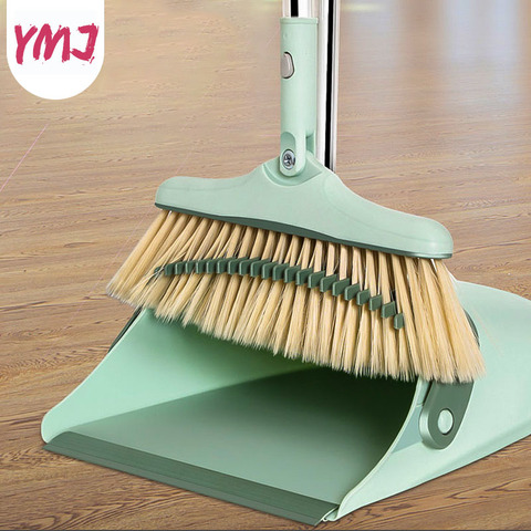 1 Set Soft Hair Broom Dustpan Combination Clean Sweeper Broom Garbage Shovel Thicken Foldable Rotating Floor Cleaning Tools Cute ► Photo 1/6