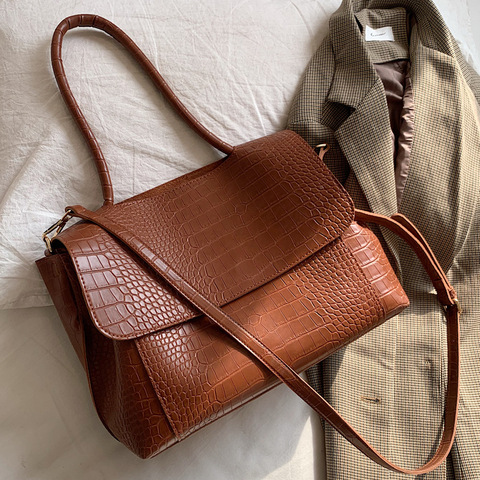 Designer Crocodile Pattern women handbag Large Capacity  Shoulder Bags for female 2022 Casual Totes Pu Leather messenger bag ► Photo 1/6